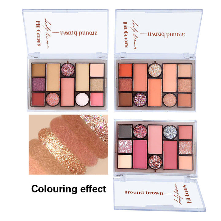 12-Color Makeup Palette for Warm Eye and Face Looks