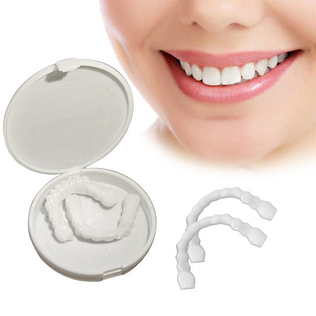 Close-up of upper and lower precision-molded dental arches showing tooth articulation and non-porous surface