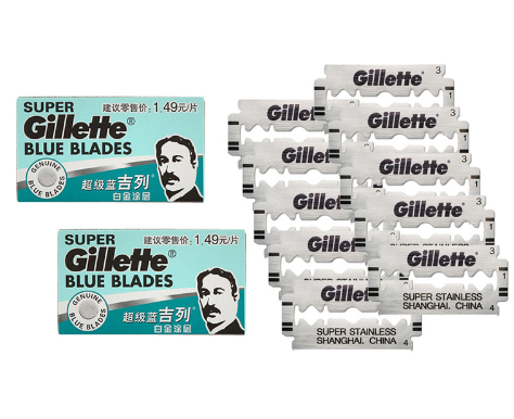 Gillette Super Blue Double Edge Razor Blades — Sharp
