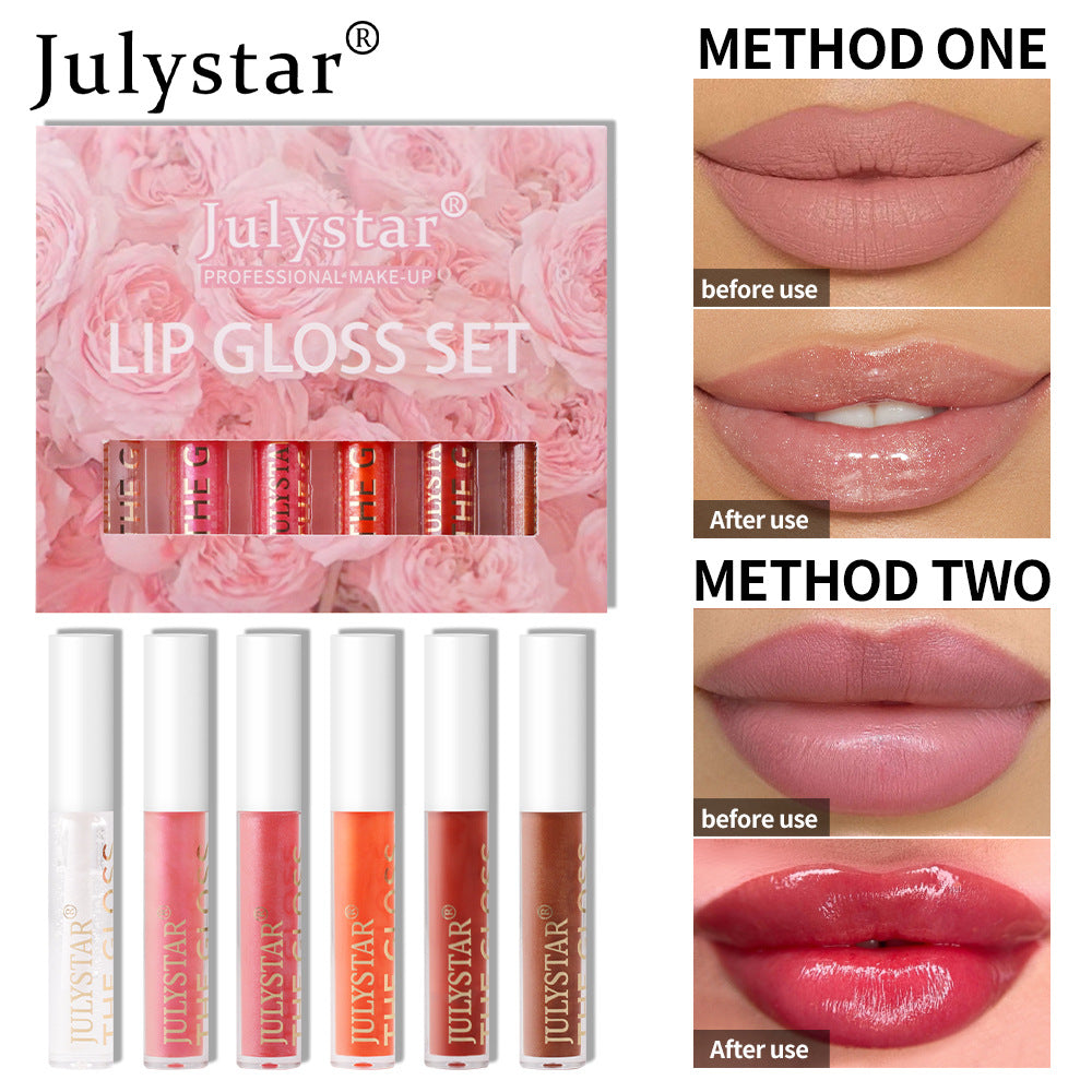 Lip Gloss Set for Mirror-Shine, Six Glossy Shades