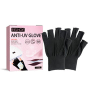 EELHOE Anti-UV Glove product box and pair of black fingerless gloves displayed side-by-side