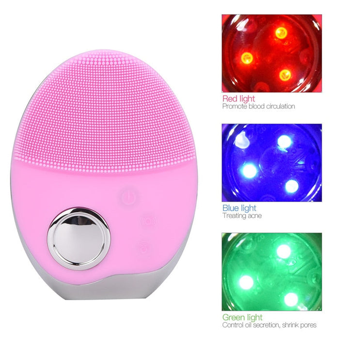 Sonic LED Facial Brush — Clearer Skin with Tri-Light Therapy