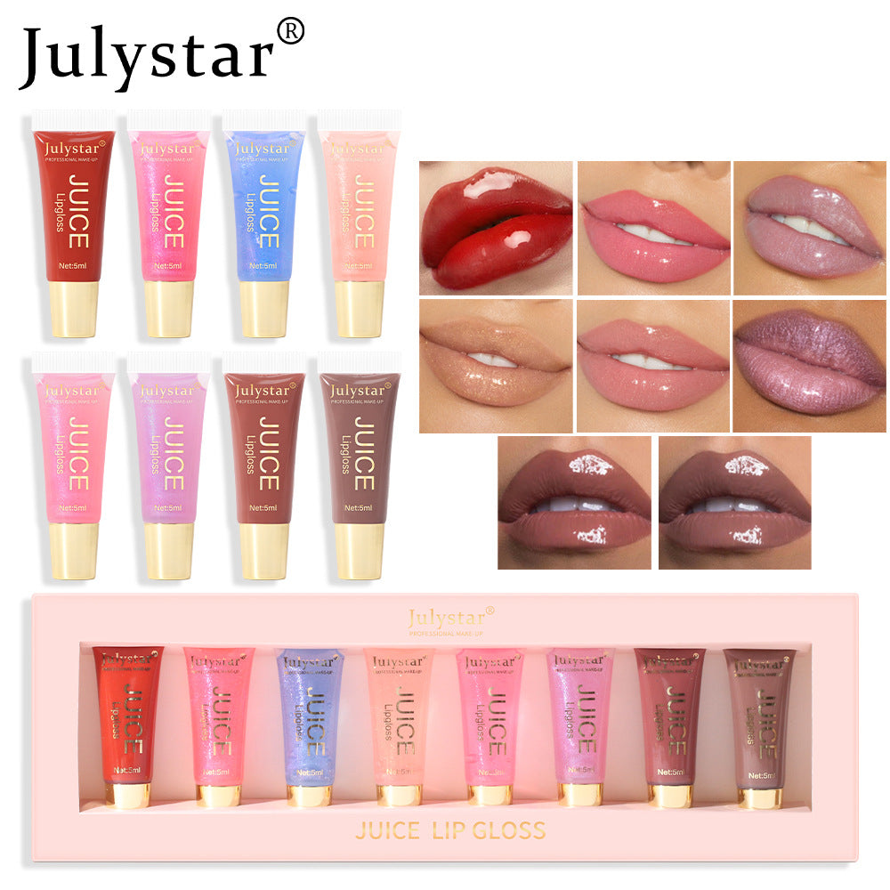 8-Shade Lip Gloss Set for Glossy, Layered Makeup Looks