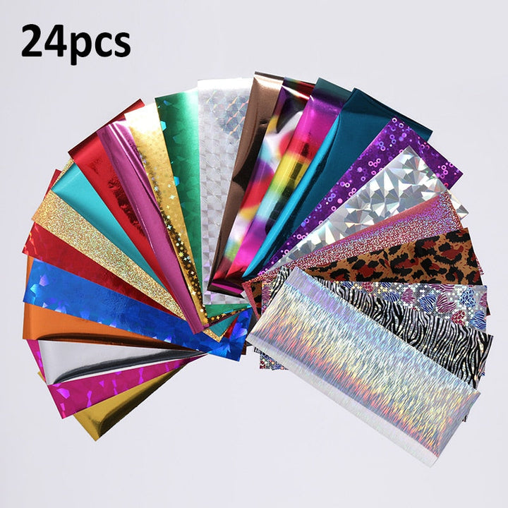 Holographic Nail Foil Transfer Stickers — 24-50 Sparkly