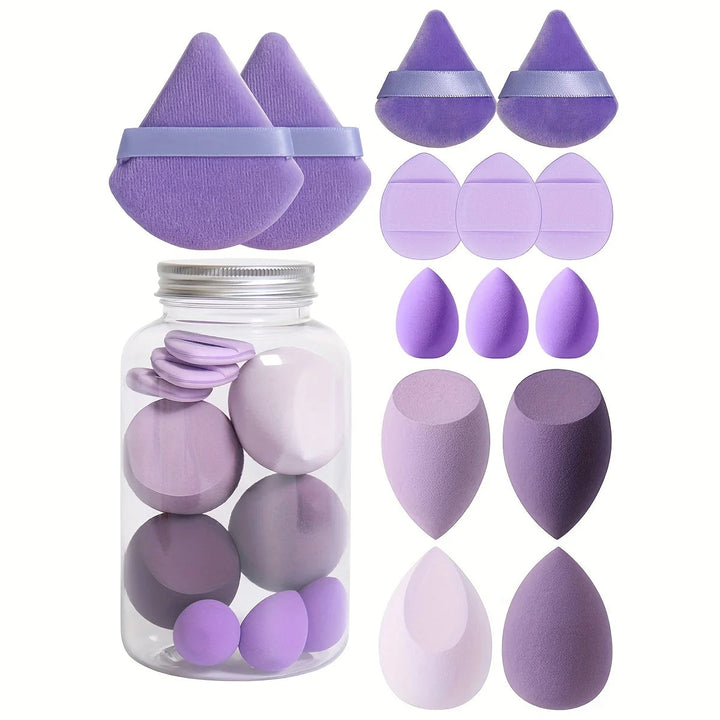 14-Pc Makeup Sponge Set With Precision Shapes & Jar