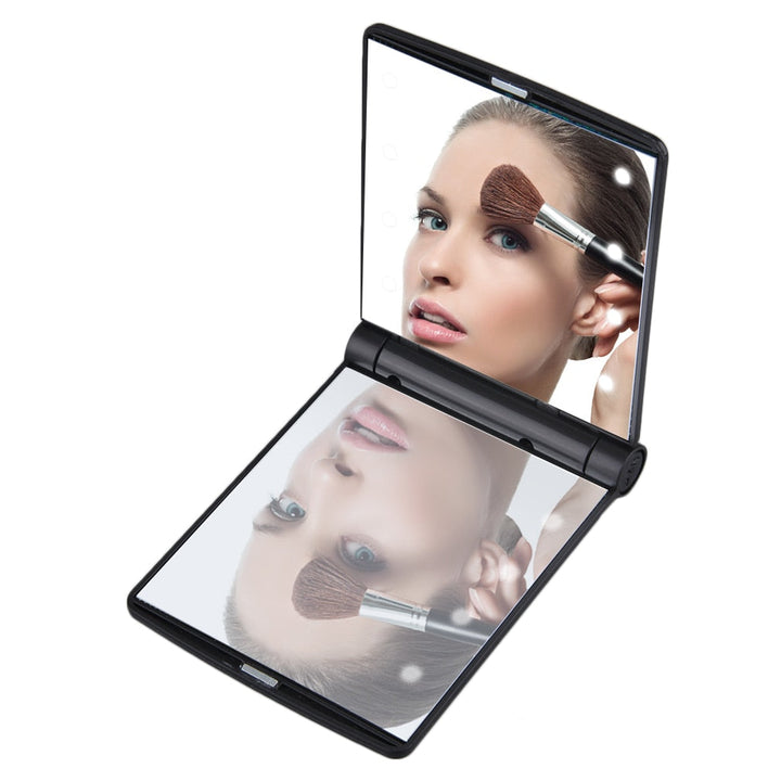 8-LED Compact Folding Mirror – Flawless Makeup Anywhere
