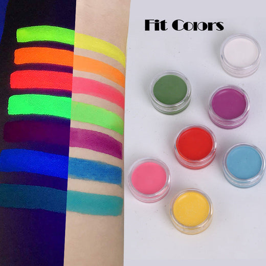 12-Color Fluorescent Face Paint Set for Blacklight Glow