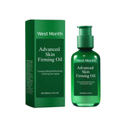West Month Advanced Skin Firming Oil bottle and packaging box displayed side by side