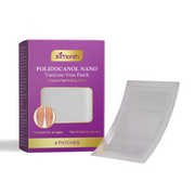 Ximonth Polidocanol Nano Varicose Vein Patch box with 4 patches displayed alongside one patch in angled position
