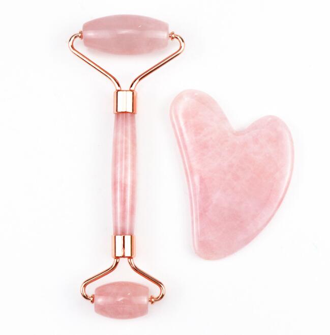 Rose Quartz Facial Roller & Gua Sha Kit — Lift & De-Puff