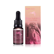 Product shot of burgundy glass dropper bottle with matching gradient box showing North Moon branding
