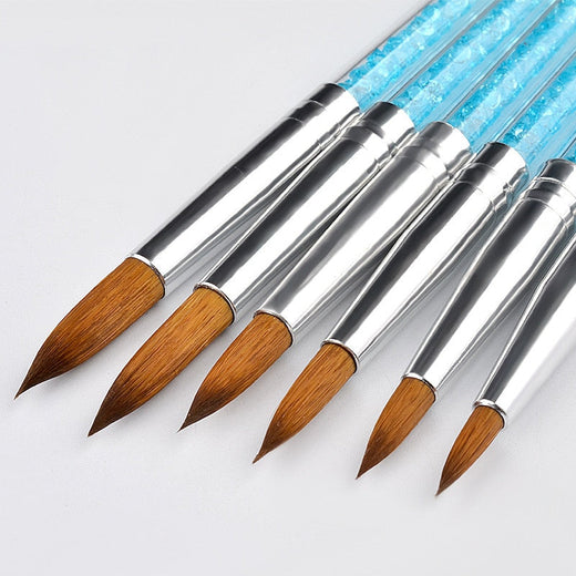6-Piece Kolinsky Acrylic Nail Brush Set — Rhinestone