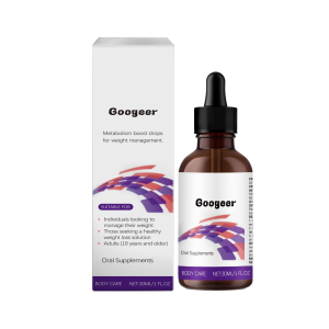 Identical front-facing view of Googeer packaging and dropper bottle on white background