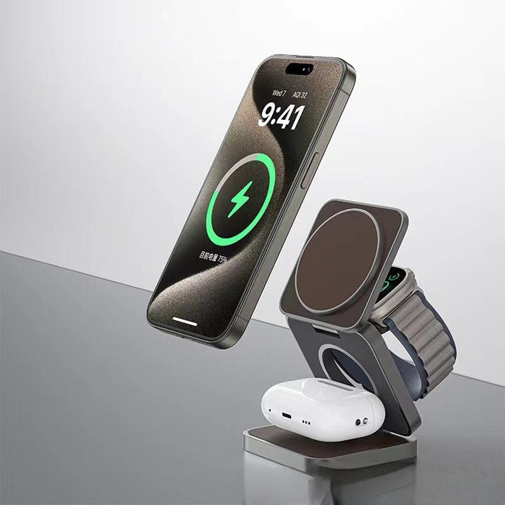 3-in-1 Wireless Charger Station for iPhone, Watch, Pods
