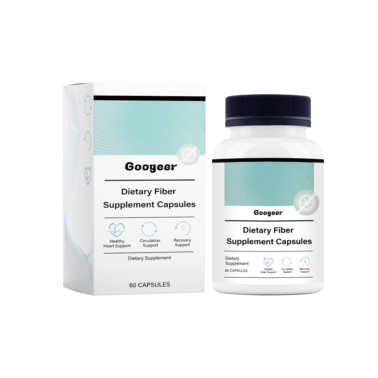 Googeer Dietary Fiber Supplement Capsules box and bottle displayed side-by-side on white background
