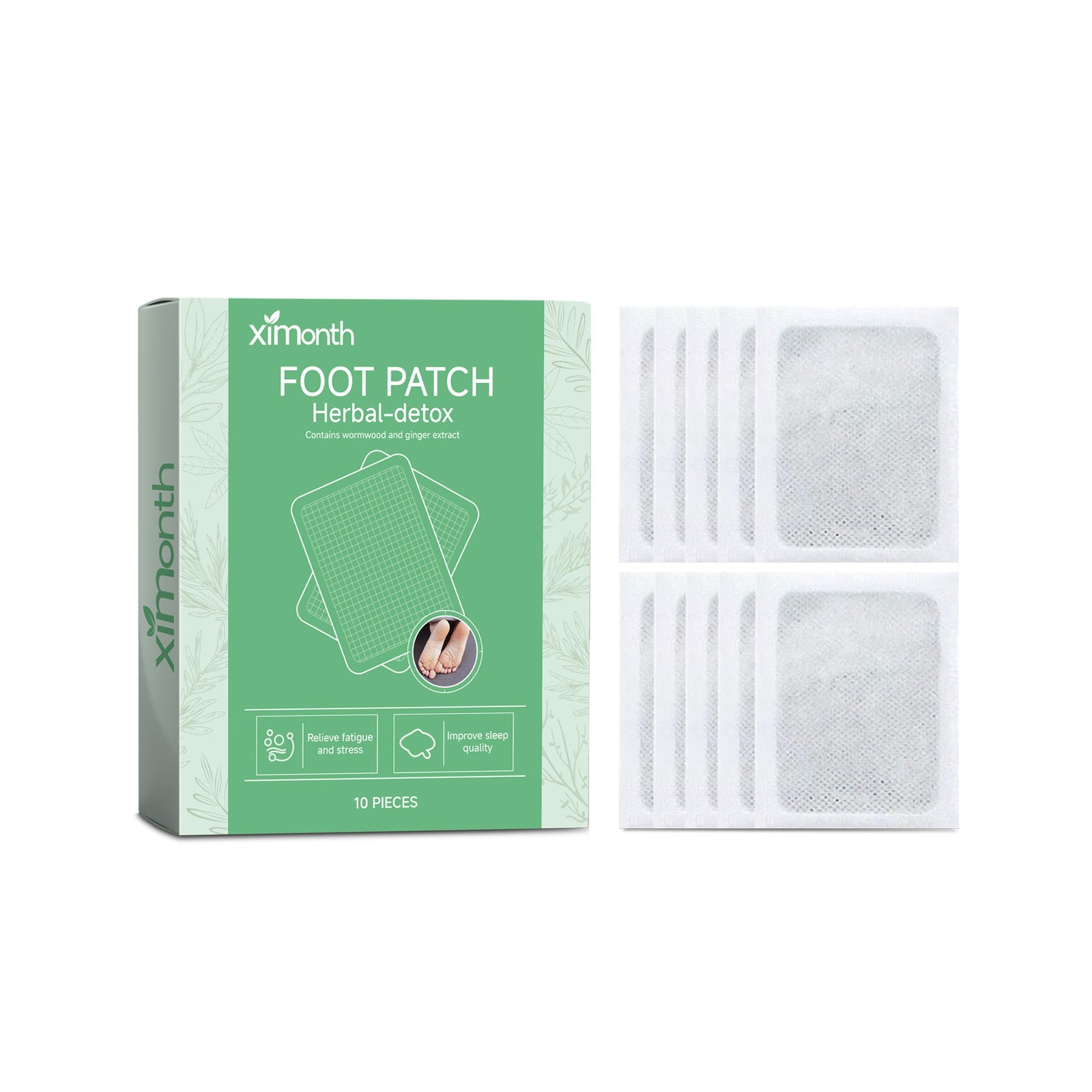 Duplicate angle of Ximonth Foot Patch box and patches