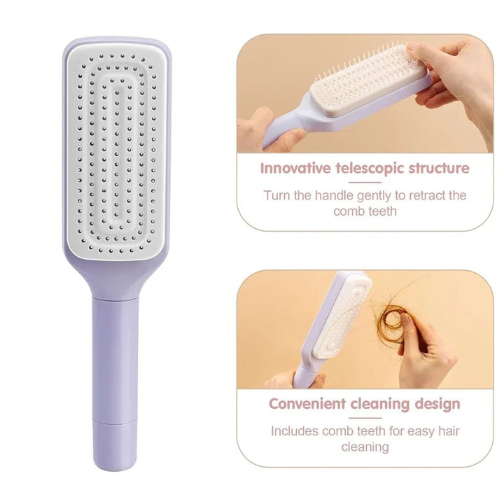 Self-Cleaning Rotating Hairbrush – Anti-Static Scalp Massage