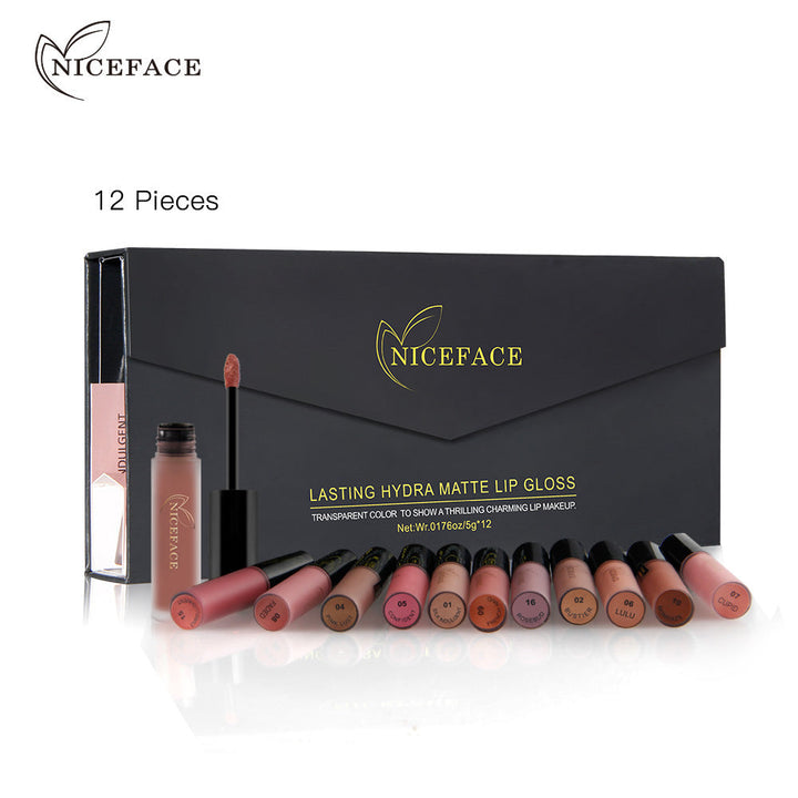 12-Color Matte Lip Gloss Gift Set for Lasting Color