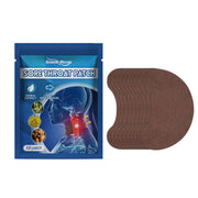 South Moon Sore Throat Patch packaging with 10 patches fanned out on right side showing matte brown fabric texture