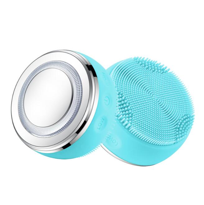 Silicone Facial Cleansing Brush — LED Light Therapy & Heat
