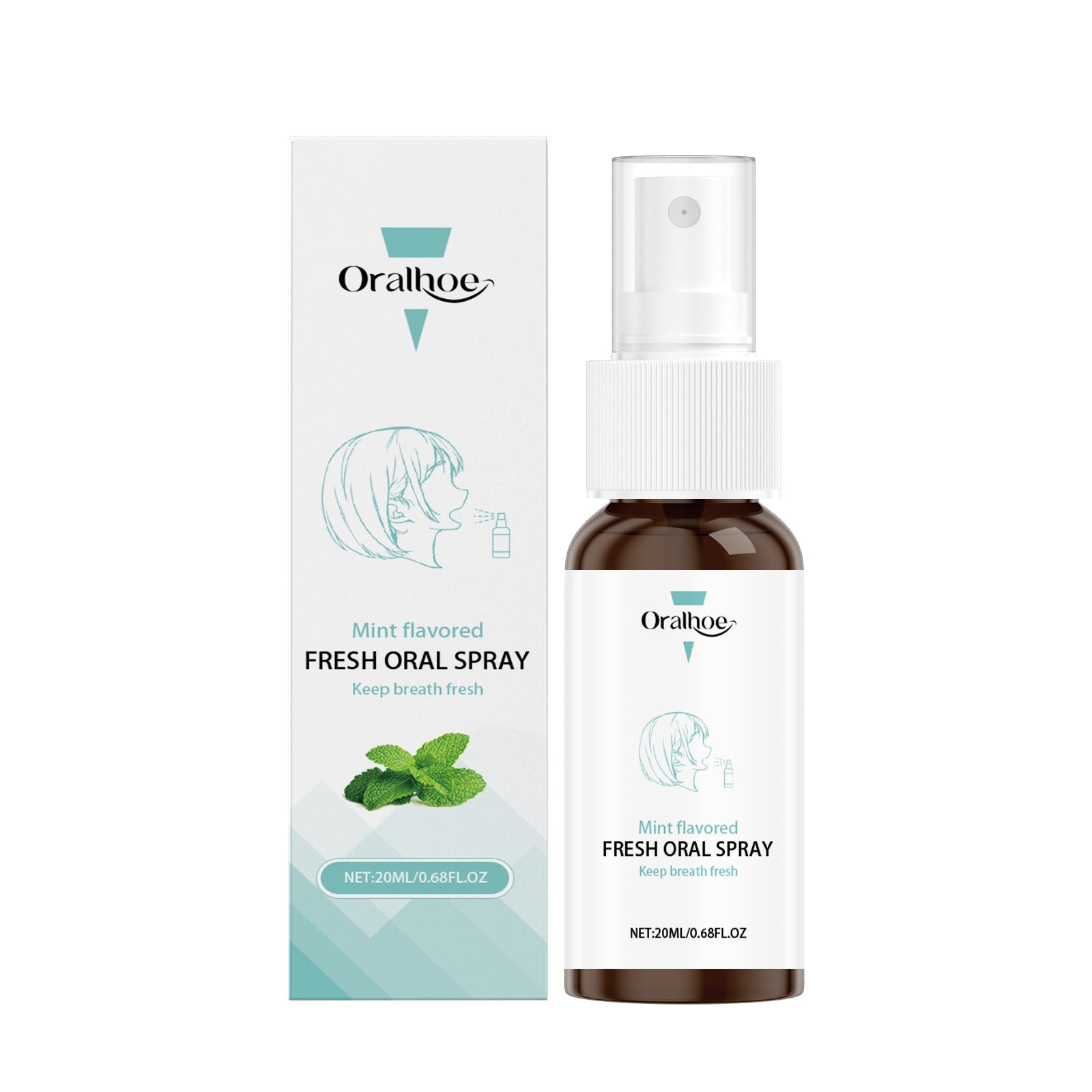 Annotated product shot with mint leaves and benefit callouts