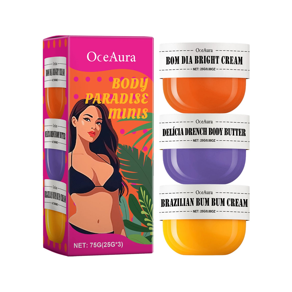OceAura 3-Piece Body Cream Set for Dry Skin Repair