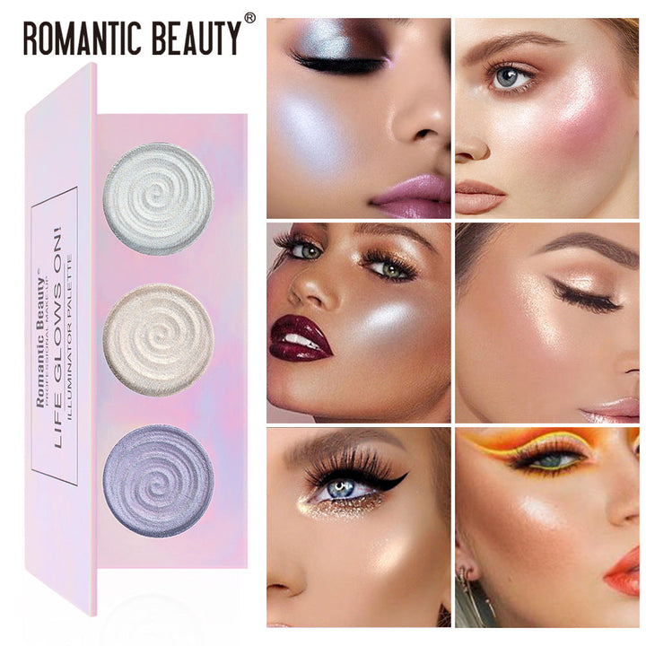 Baked Powder Highlighter Palette for Reflective Glow