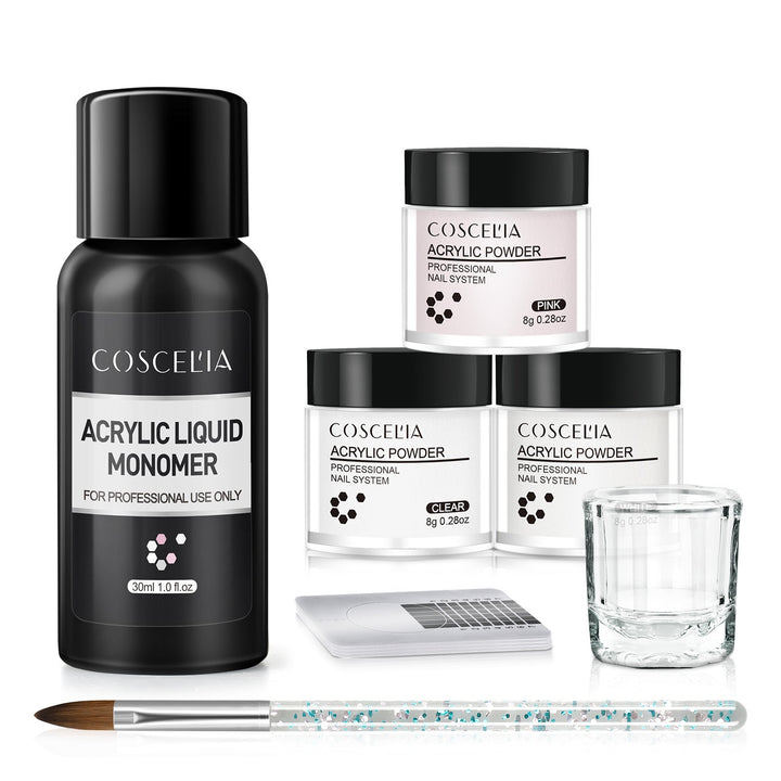 Acrylic Nail Extension Kit — Crystal Powder Set, No UV Lamp
