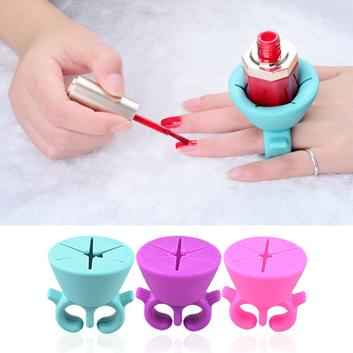 Silicone Nail Polish Holder Ring — Hands-Free Manicure Tool