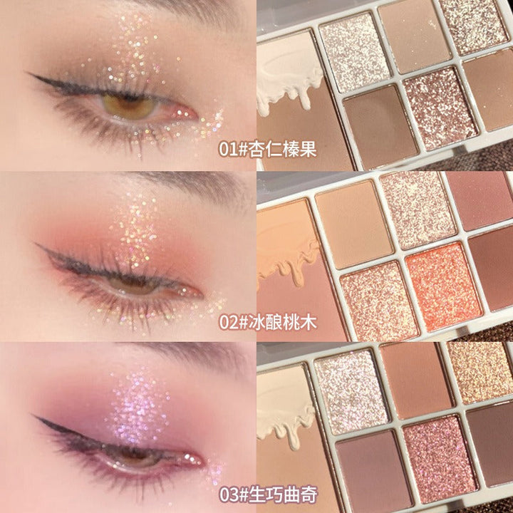 7-Color Eyeshadow Palette for Rosy Glitter Eye Looks