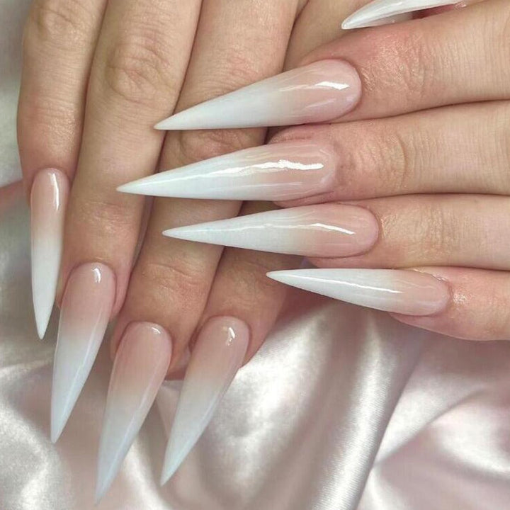 Milky Ombre Almond Press-On Nails — Salon-Perfect Gradient