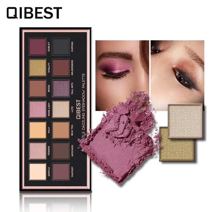 14-Color Eyeshadow Palette for Matte & Glossy Looks