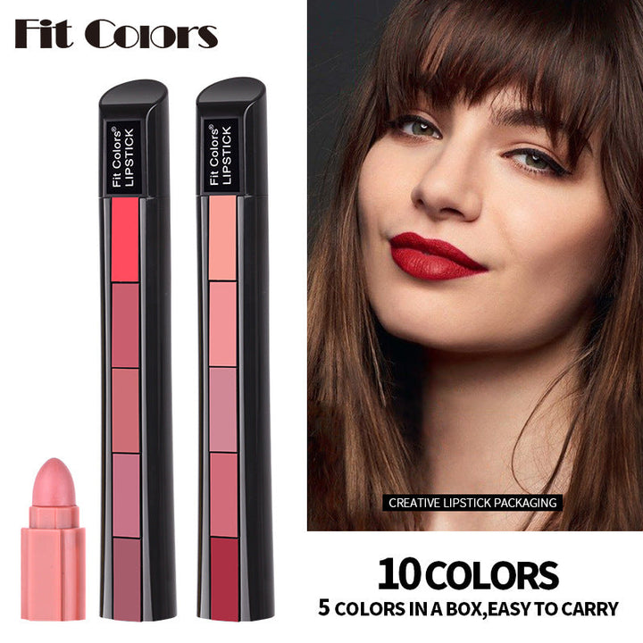 5-Color Matte Lipstick Set for Easy On-the-Go Makeup Looks