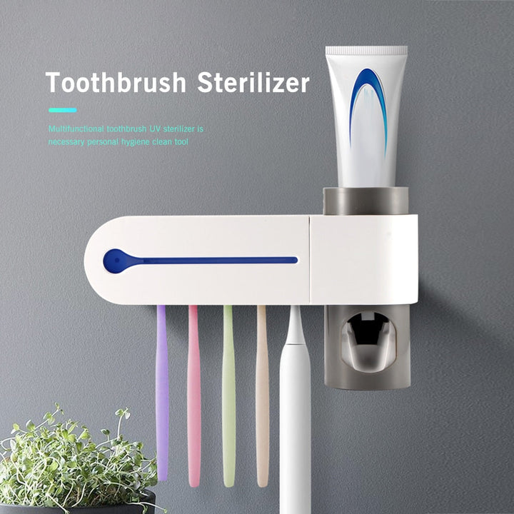 UV Toothbrush Sterilizer & Dispenser — Kills 99.9% Bacteria