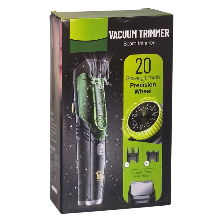 Electric Beard Trimmer — Vacuum Suction & 20 Precise Lengths