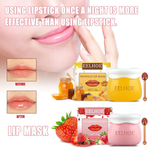 Strawberry Overnight Lip Mask With Brush for Soft Lips