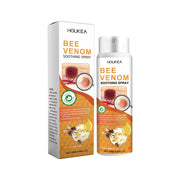Houkea Bee Venom Soothing Spray product display showing packaging box and spray bottle against neutral background