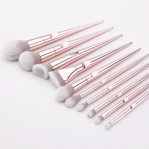 10-Piece Rose Gold Makeup Brush Set — Airbrushed Finish,