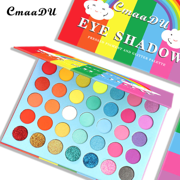 35-Color Rainbow Eyeshadow Palette With Matte Glitter