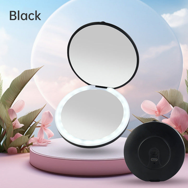 Mini LED Makeup Mirror — Dual Illuminated Surfaces for Travel