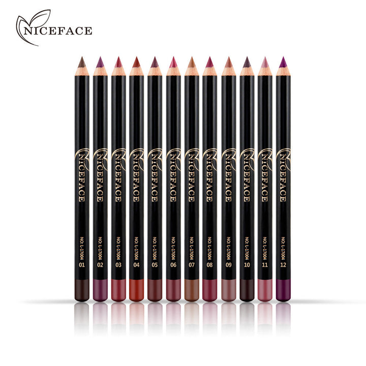 NICEFACE Matte Lip Liner Set – 12 Waterproof Nude Shades