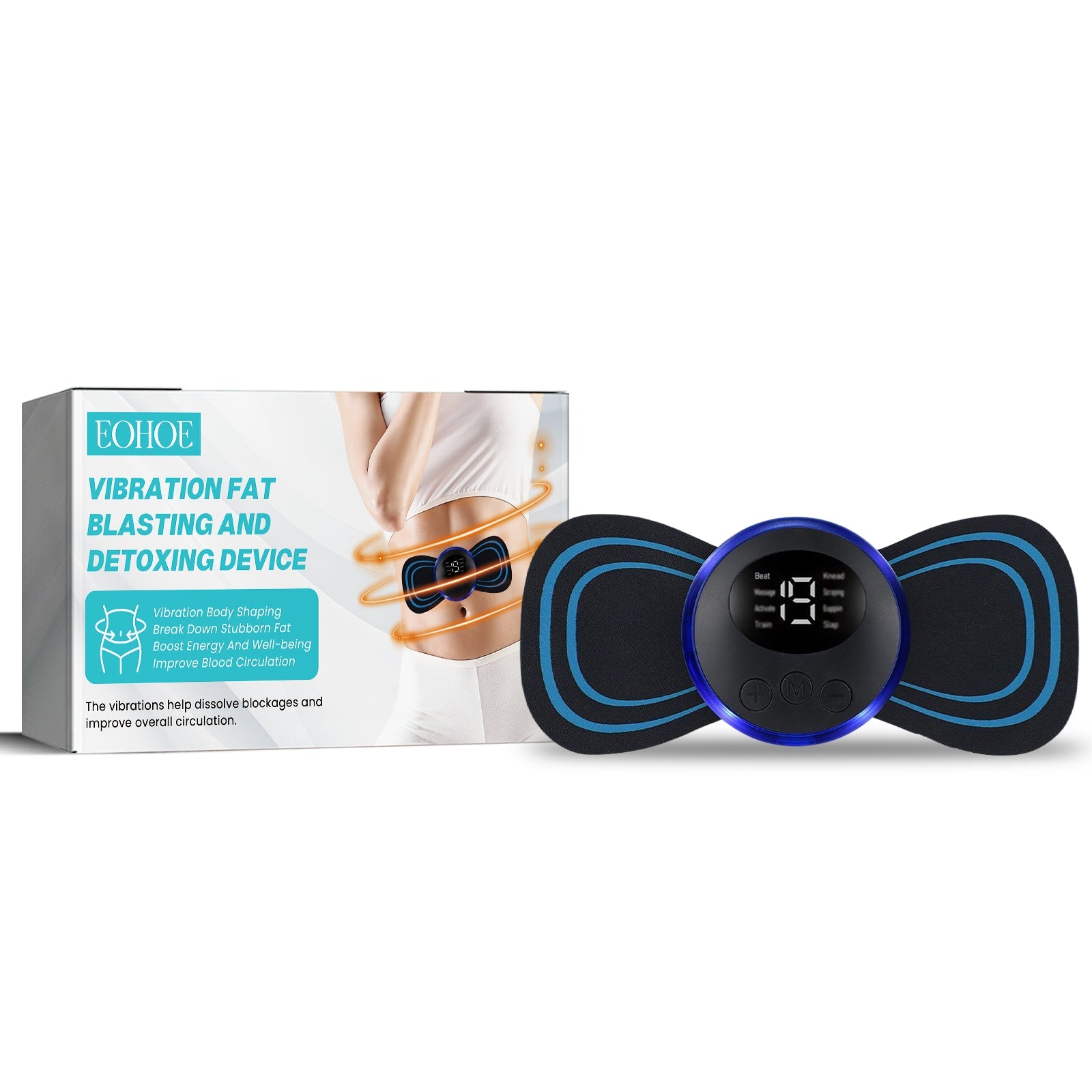 EOHOE Vibration Fat Blasting and Detoxifying Device with packaging box and product unit