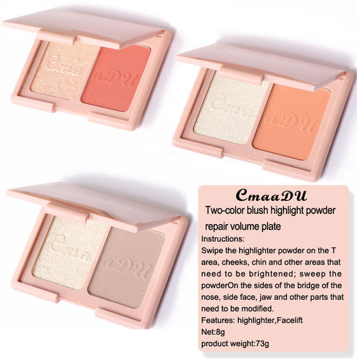 Two-Tone Blush Highlighter Palette for Sculpted Glow