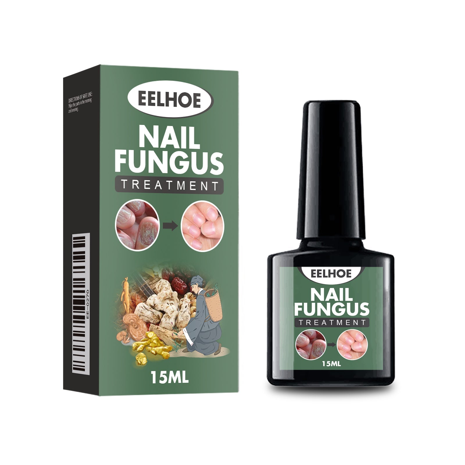 EELHOE Nail Fungus Treatment bottle and packaging box displayed side-by-side against white background
