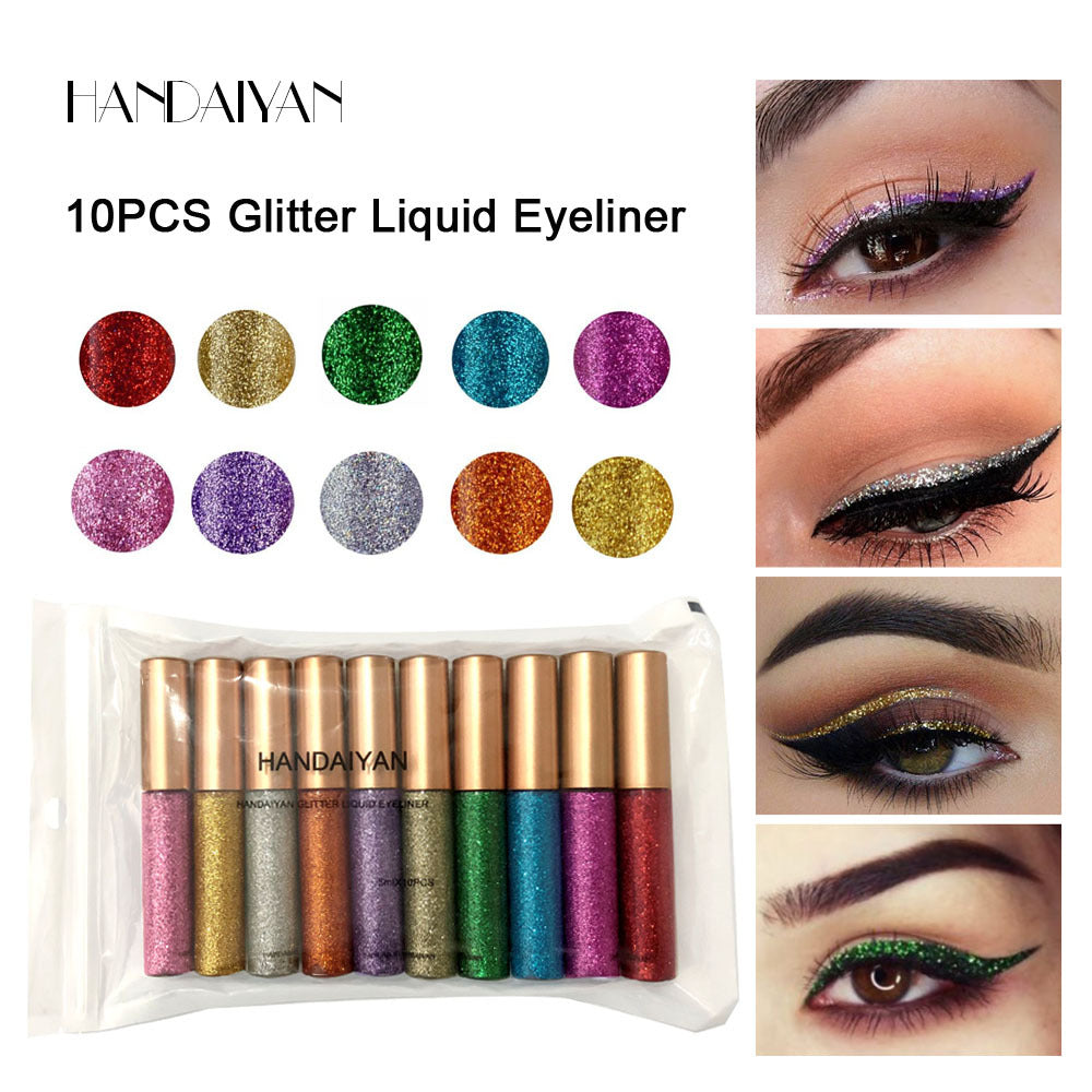 Glitter Liquid Eyeliner Set: 10 Sparkling Eye Shades