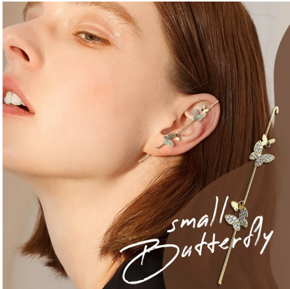 Butterfly Ear Wrap Crawler Earrings — Sparkling Crystal