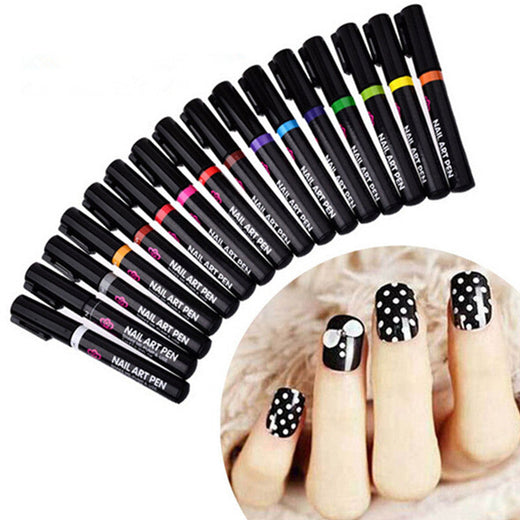 16-Color Nail Art Pen Set for Precise DIY Designs