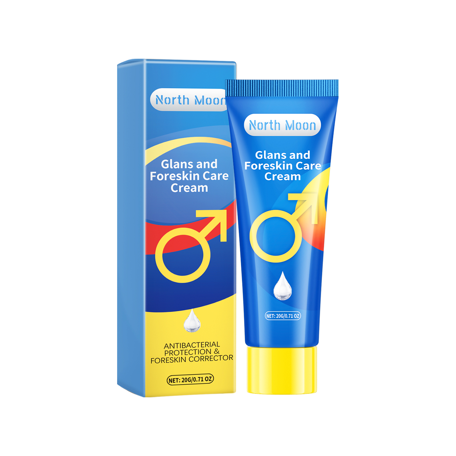North Moon Glans and Foreskin Care Cream tube and box displayed together against white background