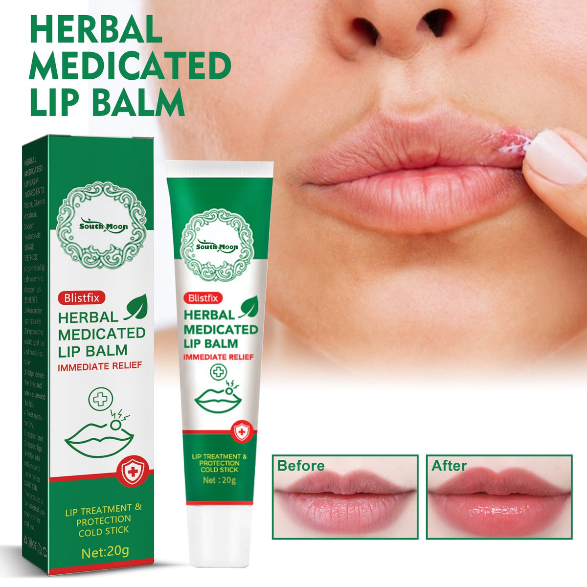Herbal Medicated Lip Balm for Cracked Dry Lips Relief
