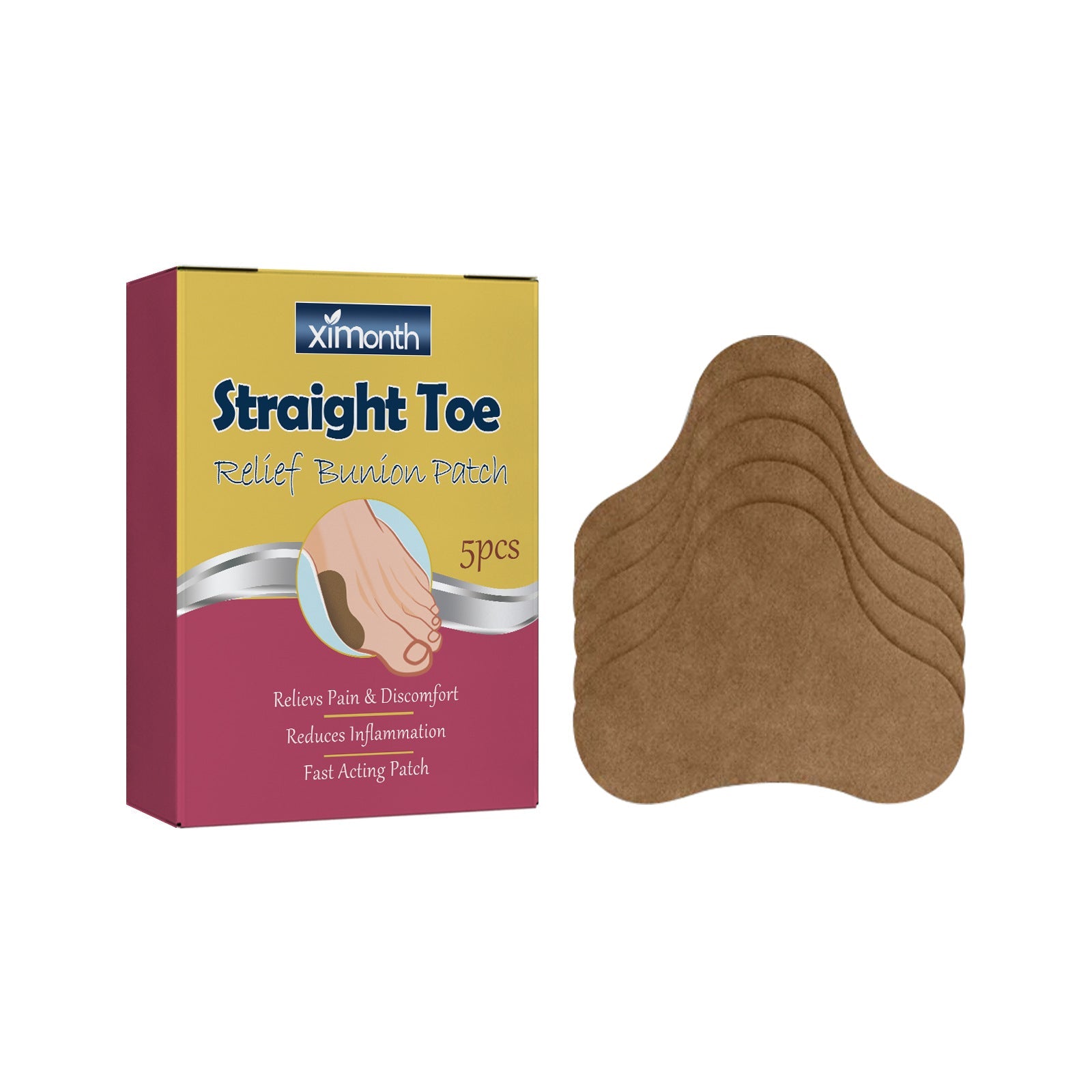 Single tan contoured bunion patch with embossed design showing ergonomic shape